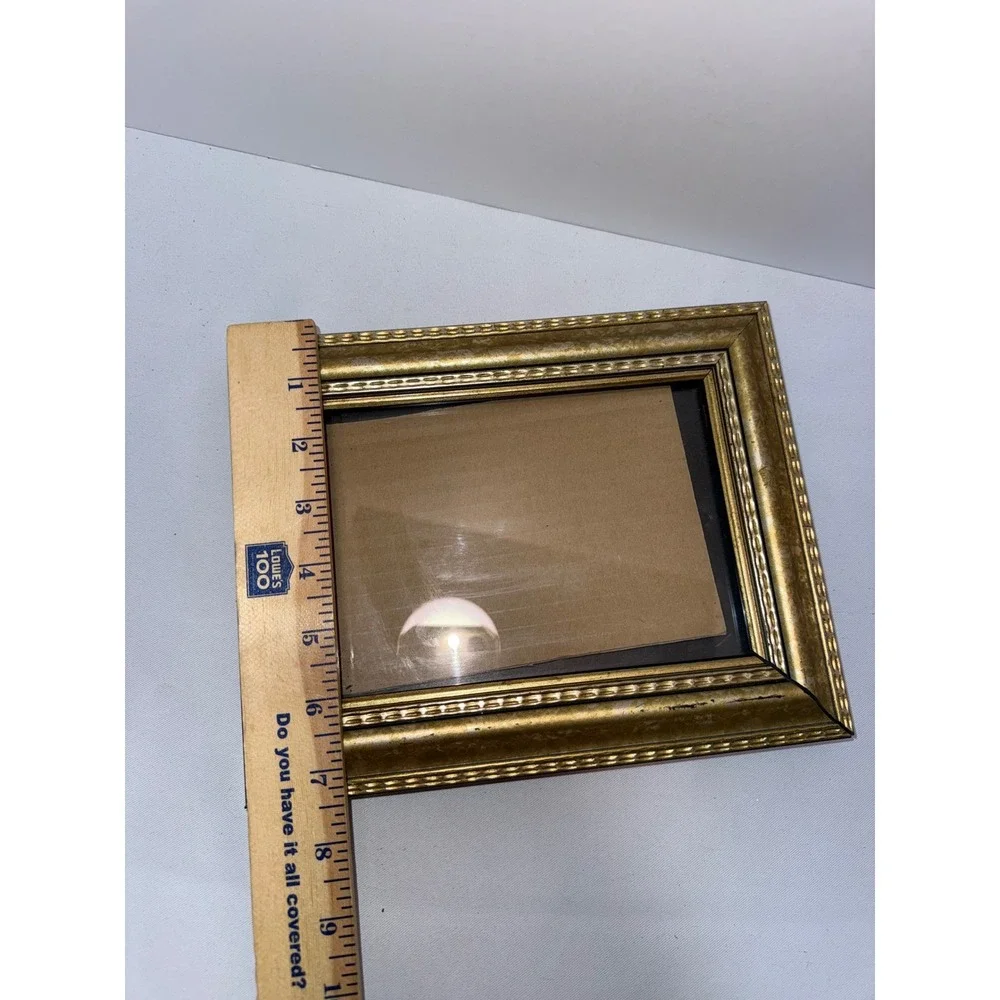 Vintage Gold Beaded Picture Frame 5x7 Distressed Antiqued Tabletop Wall Decor